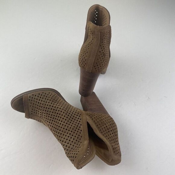 Lucky Brand Women Leather Upper Open Toe High Heel Ankle Booties Size 9 W/39 - Picture 8 of 16